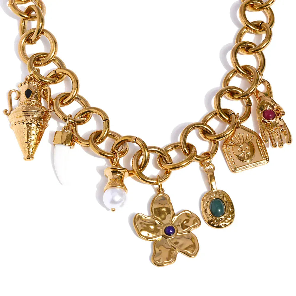 Collier Breloques Acier Inoxydable