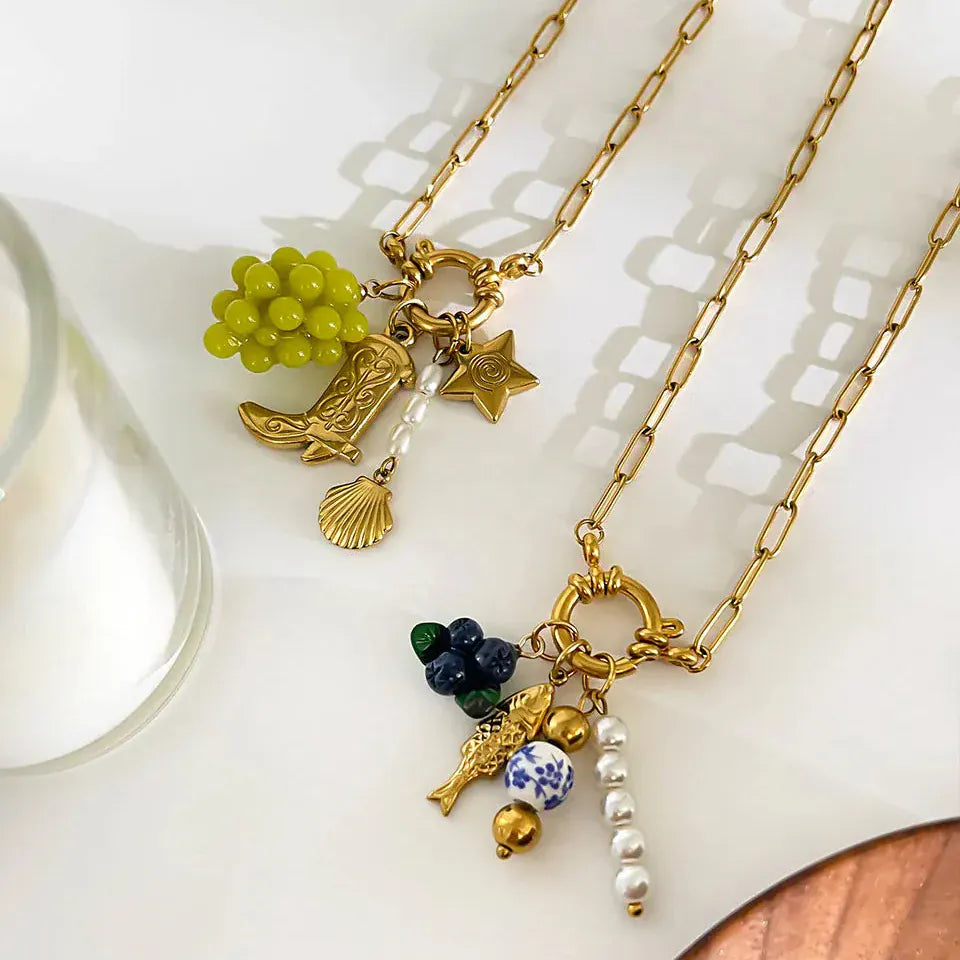 Collier Breloques Vert