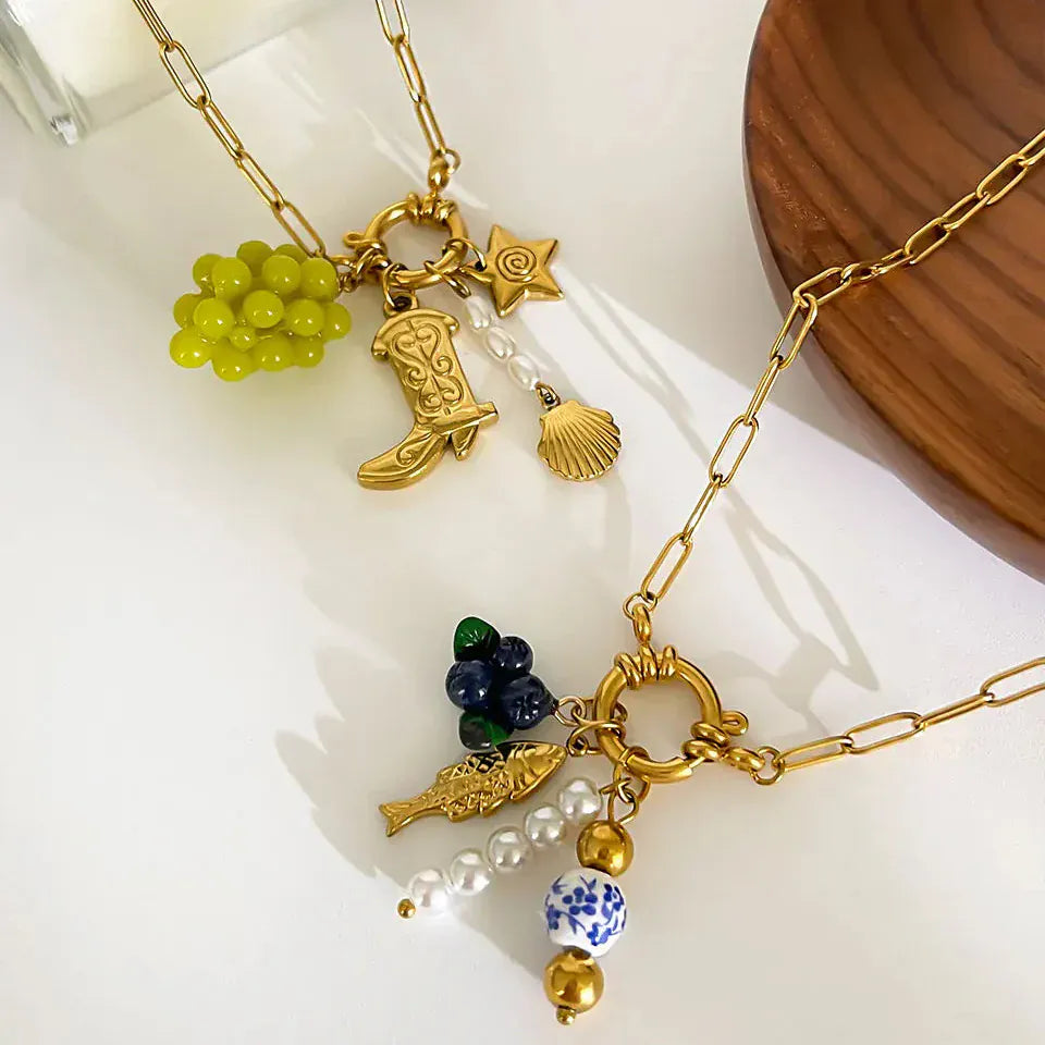 Collier Breloques Vert