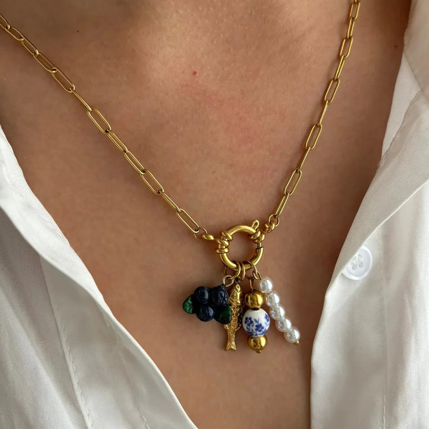 Collier Breloques Vert