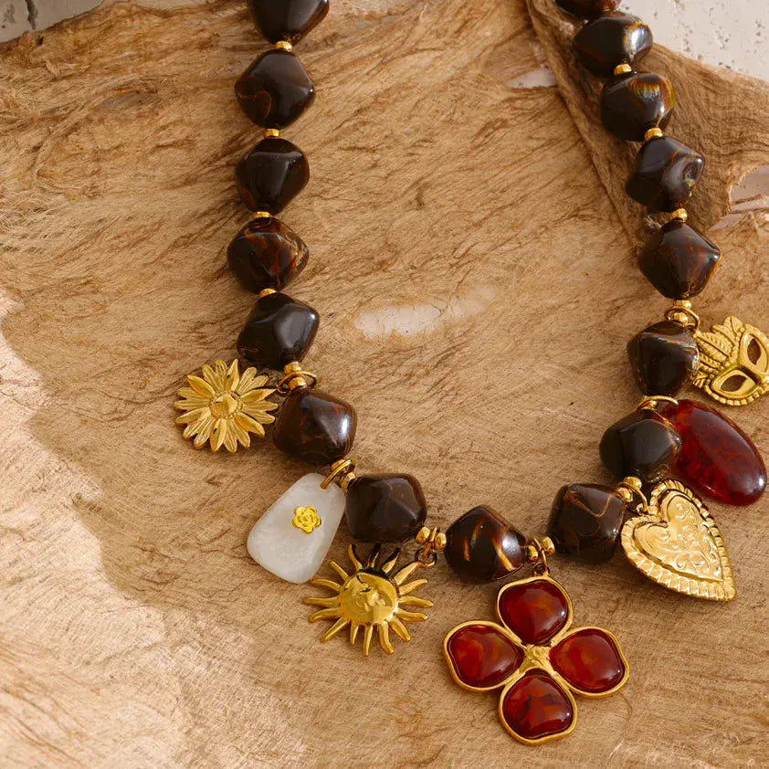 Collier Charm Marron