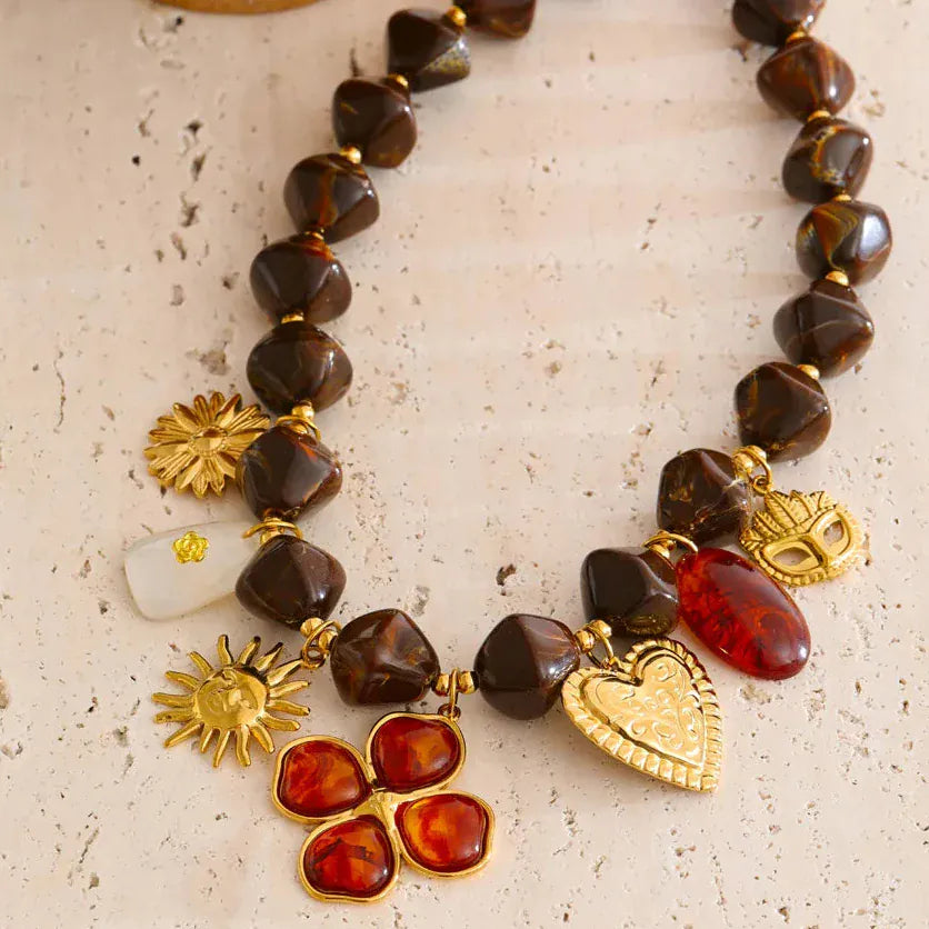 Collier Charm Marron