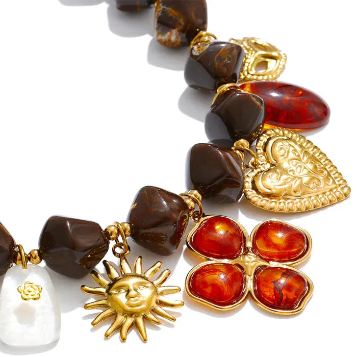 Collier Charm Marron