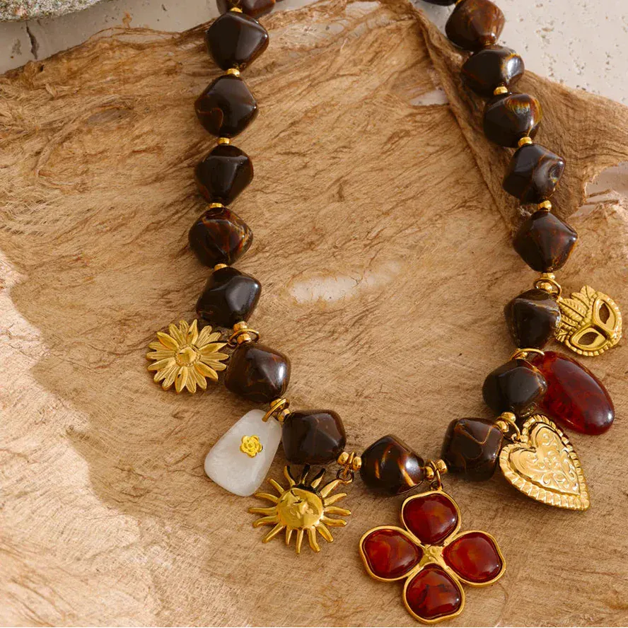Collier Charm Marron