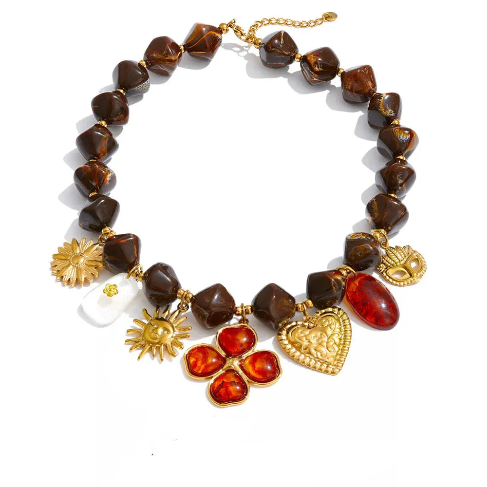 Collier Charm Marron