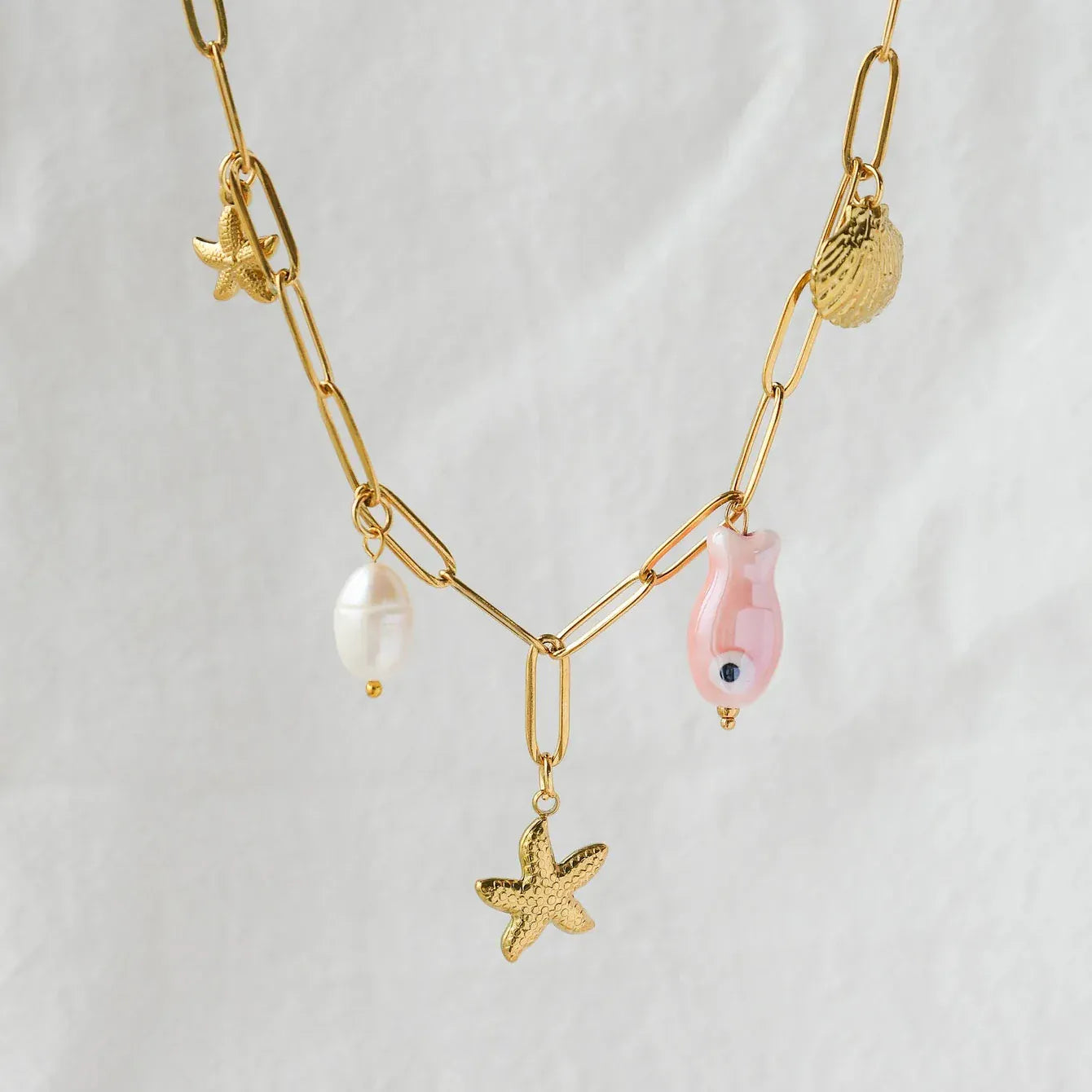 Collier Charms Rose Or