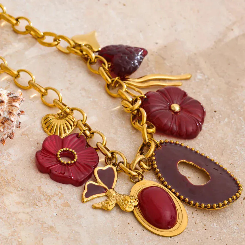 Collier Charms Rouge