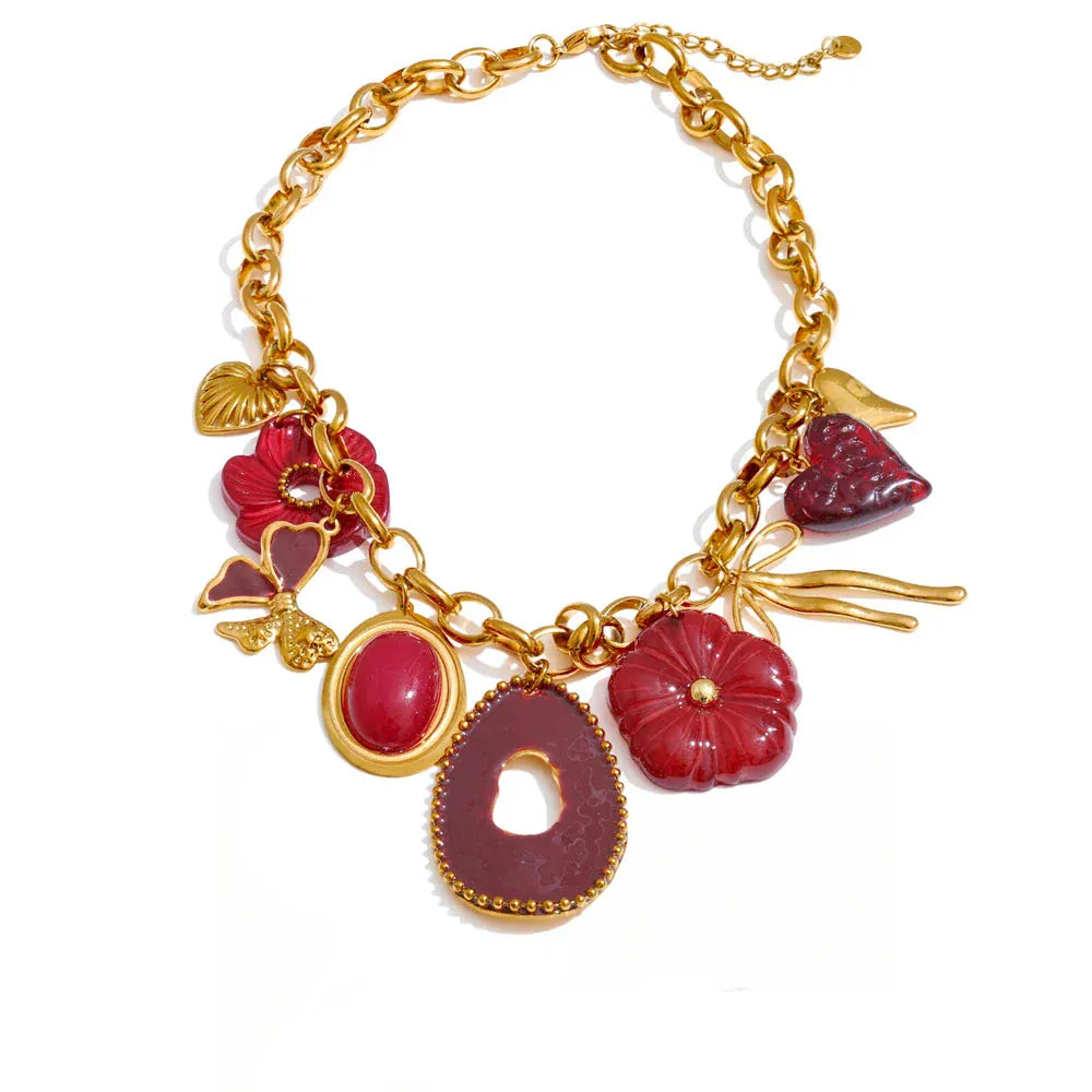 Collier Charms Rouge