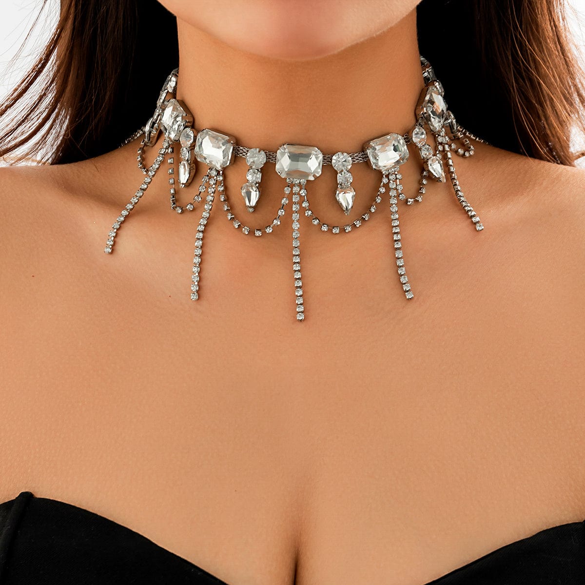 Collier choker strass