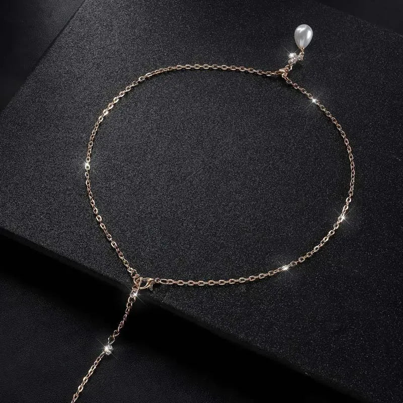 Collier Chute de Dos Or Perle