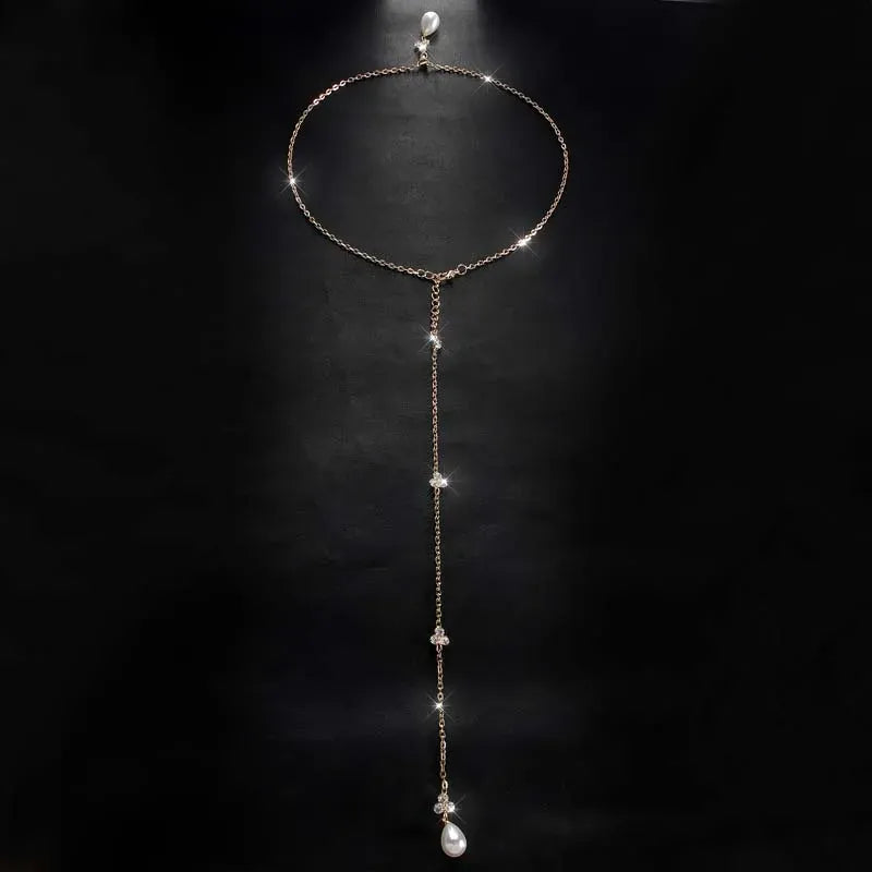 Collier Chute de Dos Or Perle