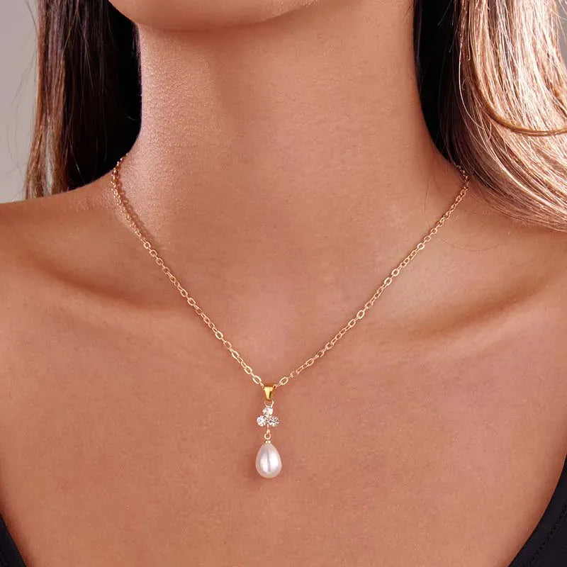 Collier Chute de Dos Or Perle
