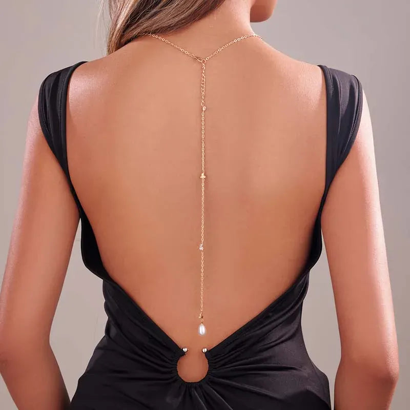 Collier Chute de Dos Or Perle