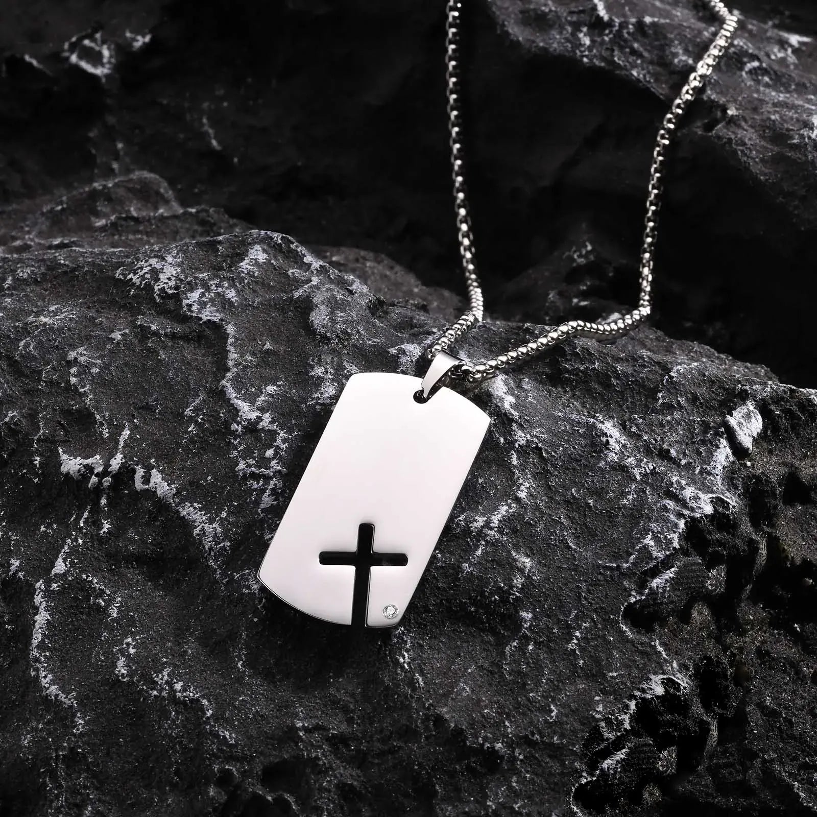 Collier Croix Argent Homme Plaque