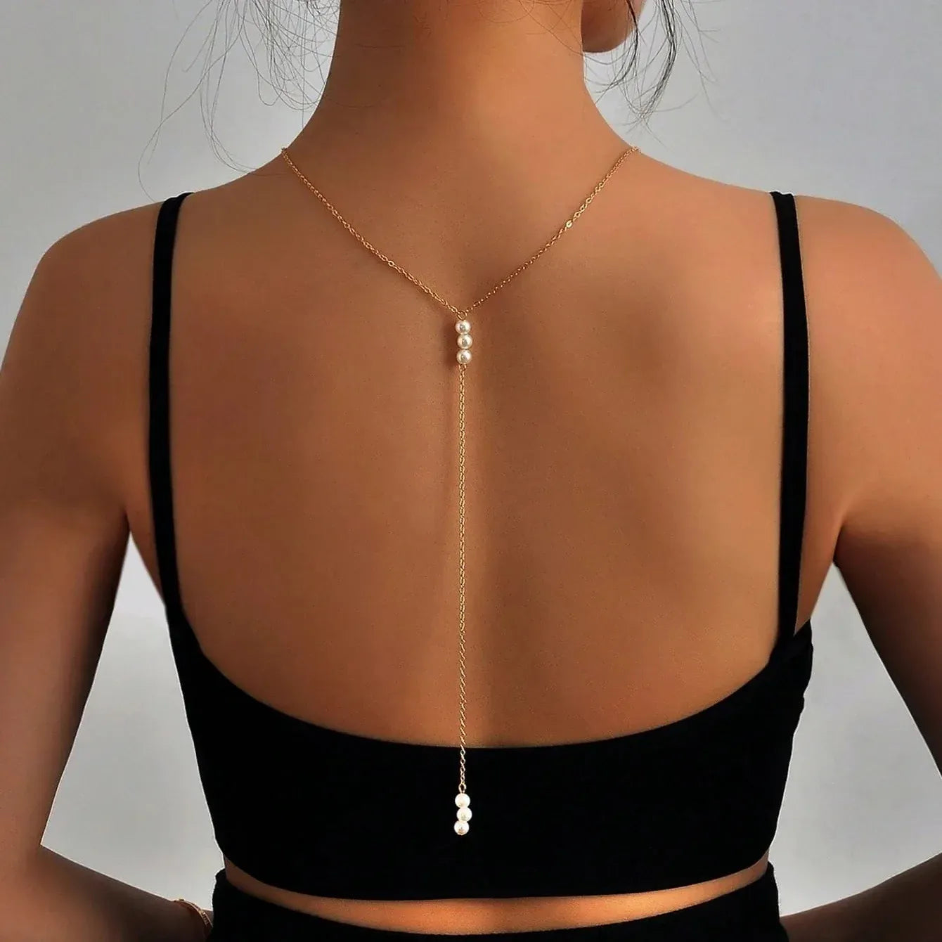 Collier de Dos Argent Perle Blanche