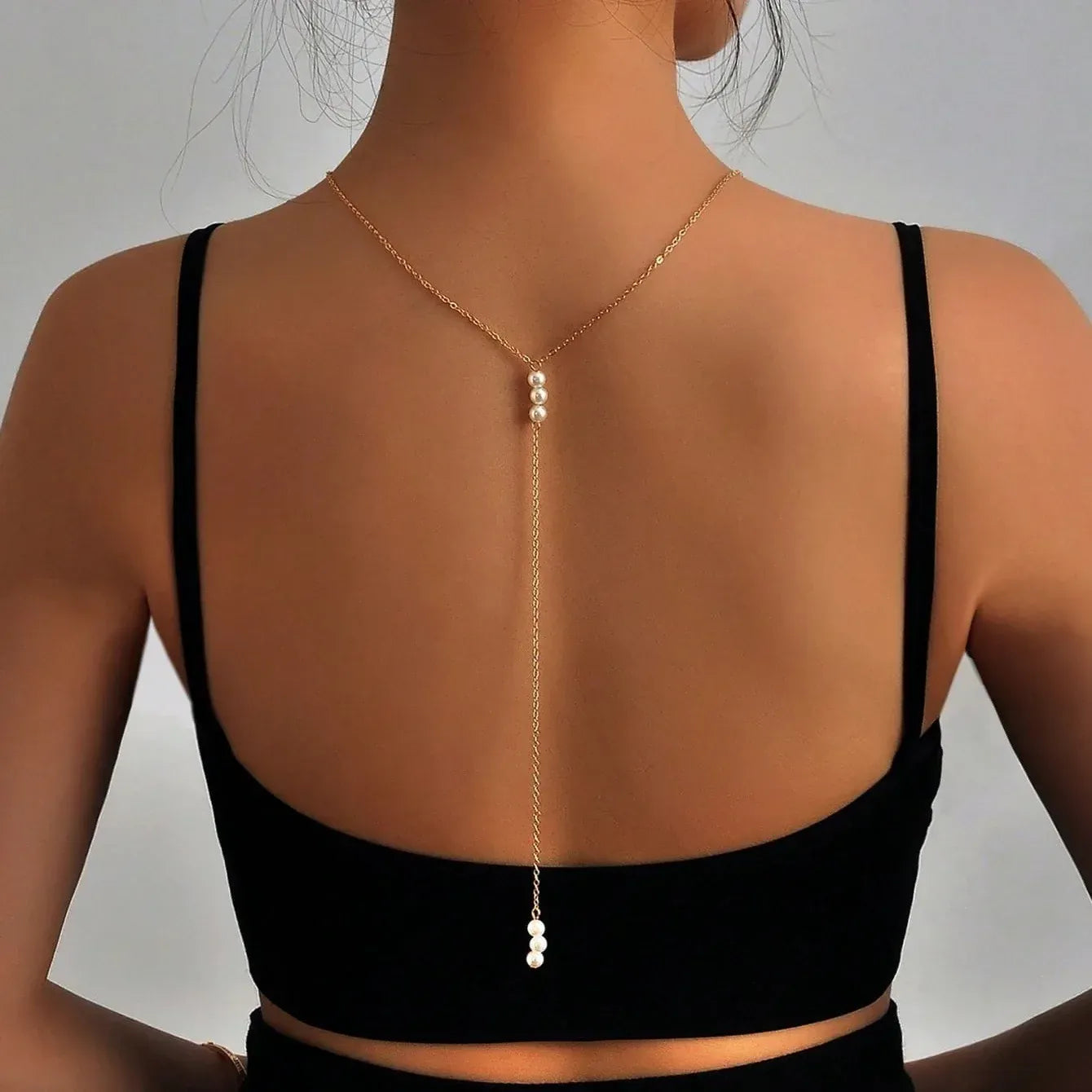 Collier de Dos Argent Perle Blanche