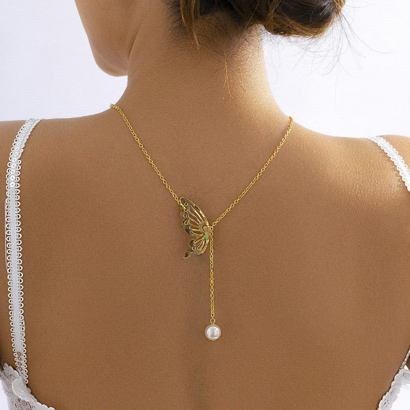 PAPILLON vintage Superbe collier avec pendentif broche en émail cloisonné NOS vieux stock menthe - REF 358 - France
