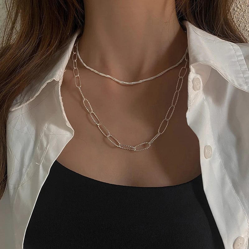 Collier double chaine argent