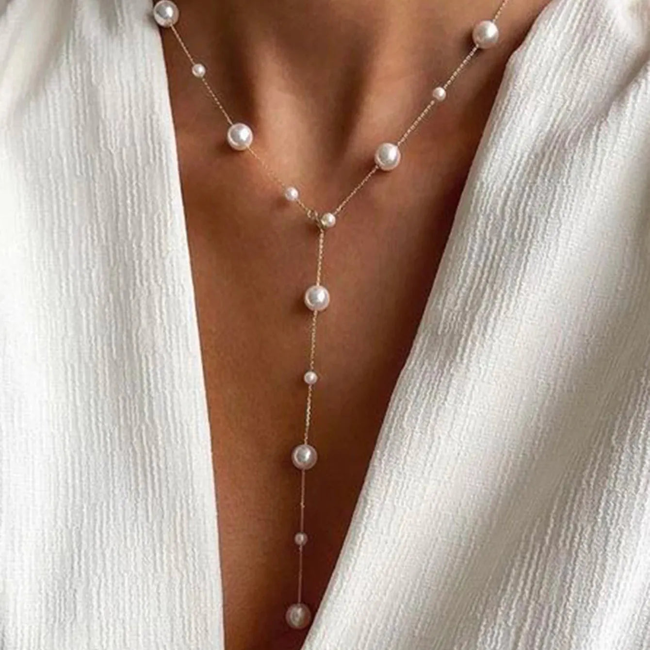 Collier en Y Perle