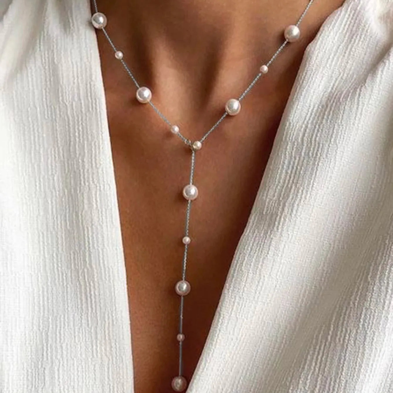 Collier en Y Perle