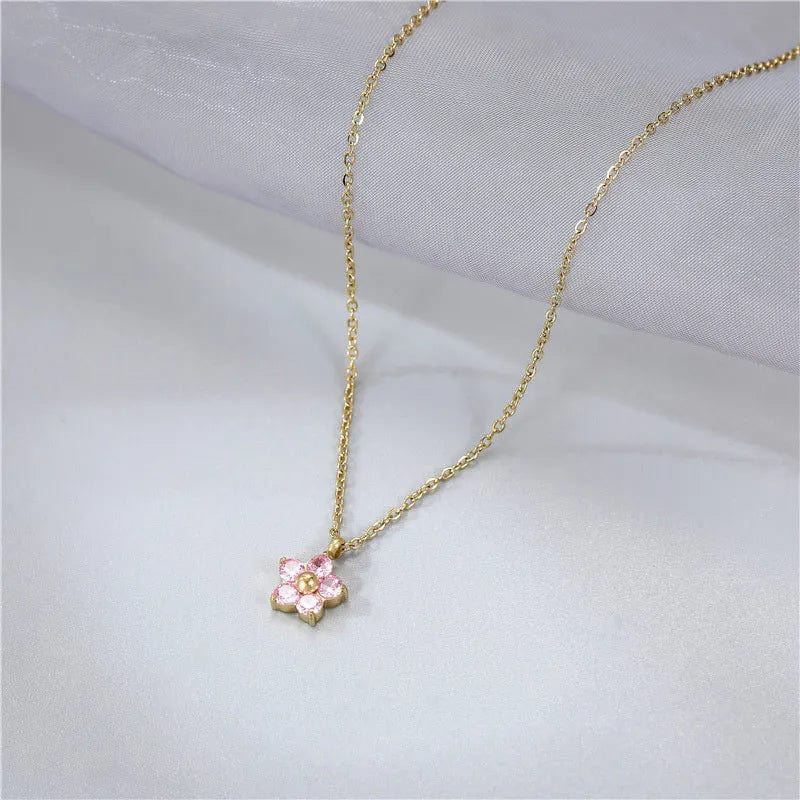 Collier Fleur Acier Inoxydable