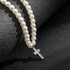 Collier homme perle croix