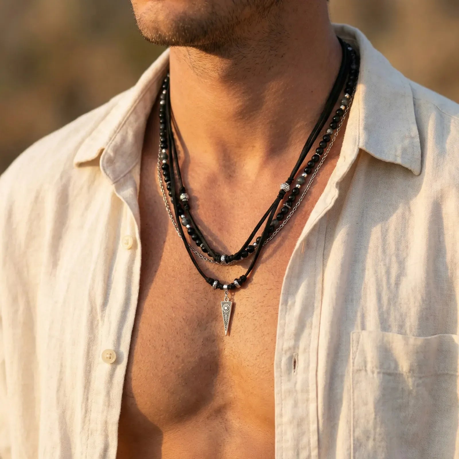 Collier Perle Noire Homme