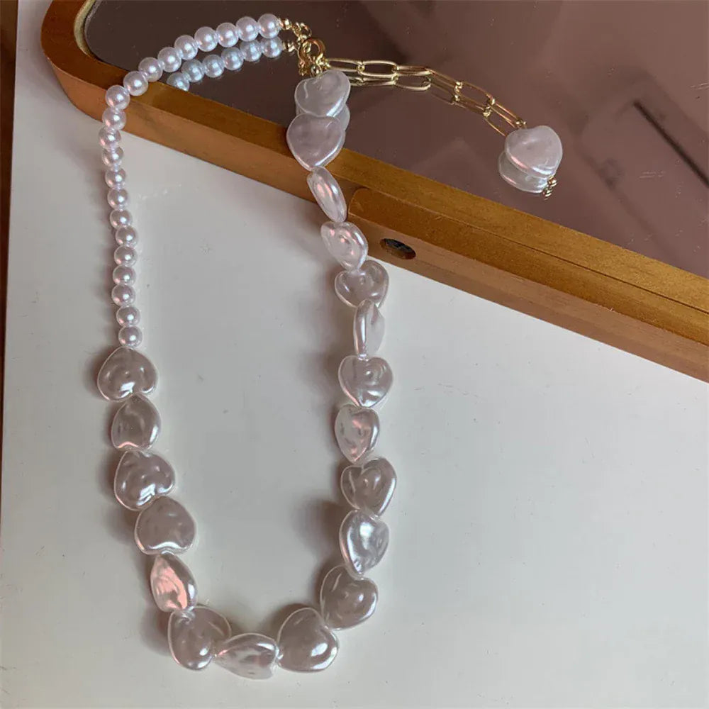 Collier Perle Ras de Cou Coeur
