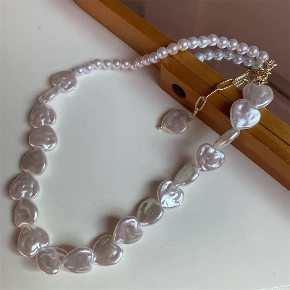 Collier Perle Ras de Cou Coeur