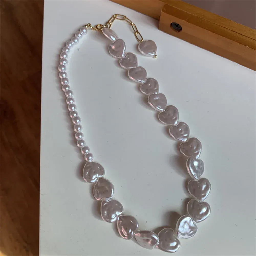 Collier Perle Ras de Cou Coeur
