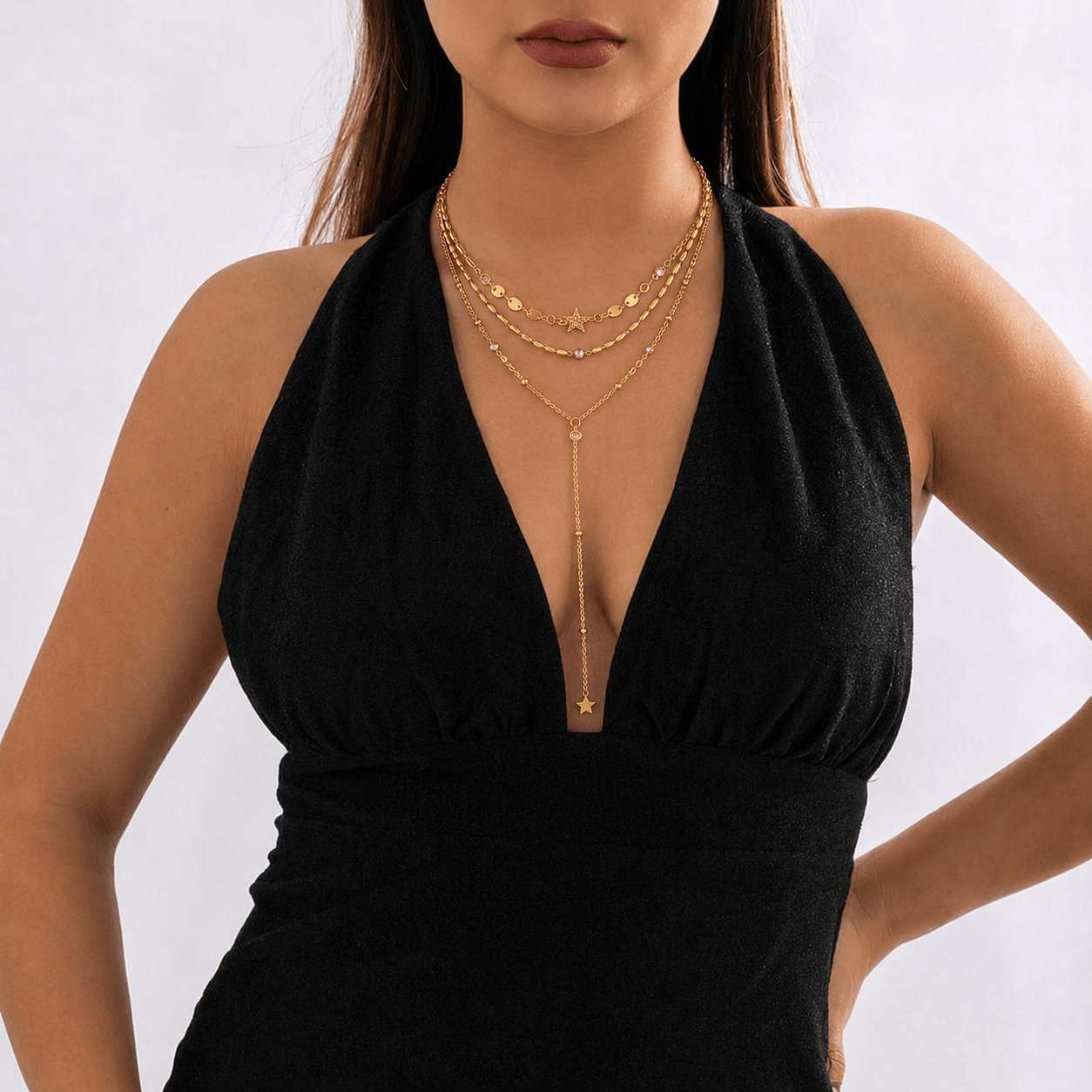 Collier plongeant étoiles