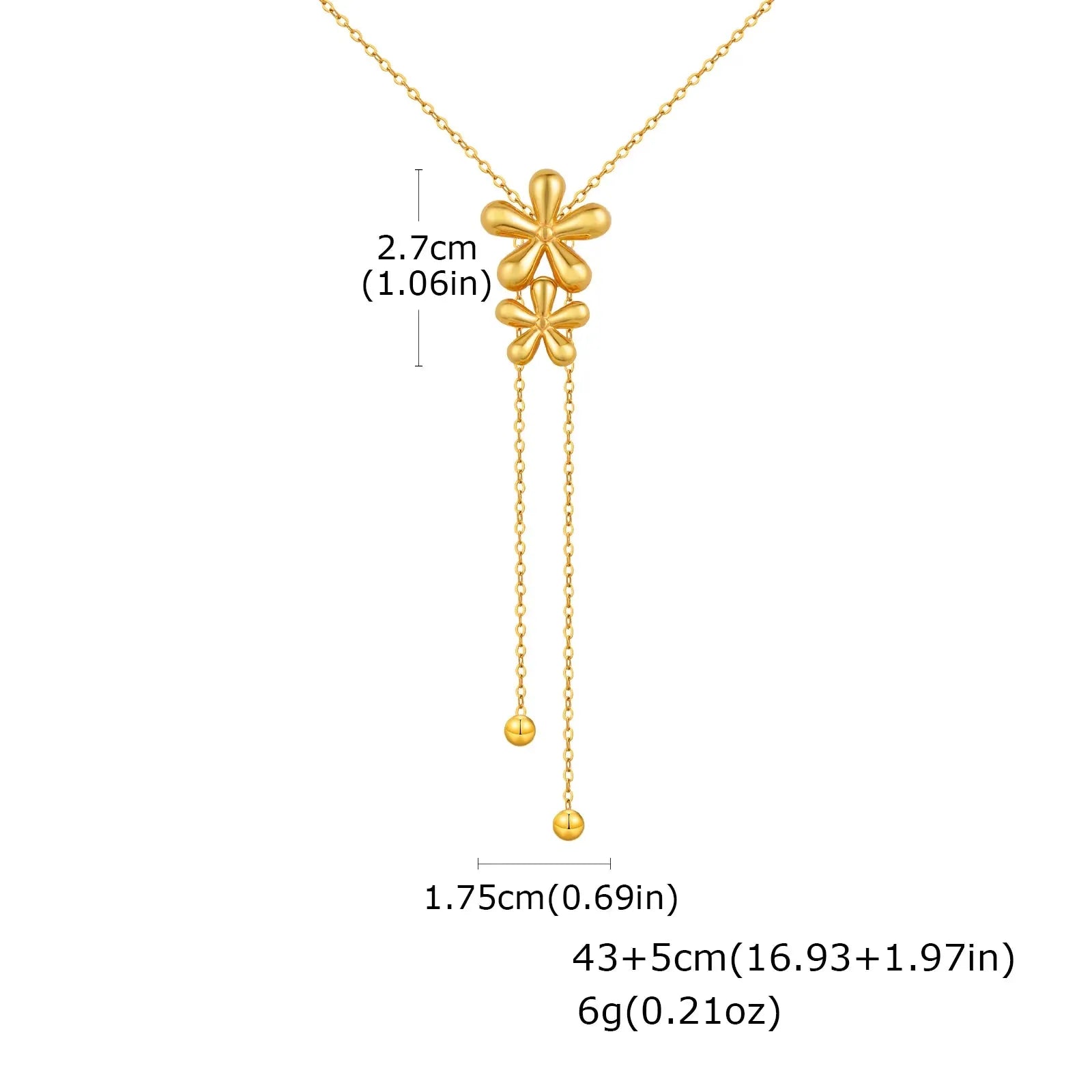 Collier Sautoir Fleur Or