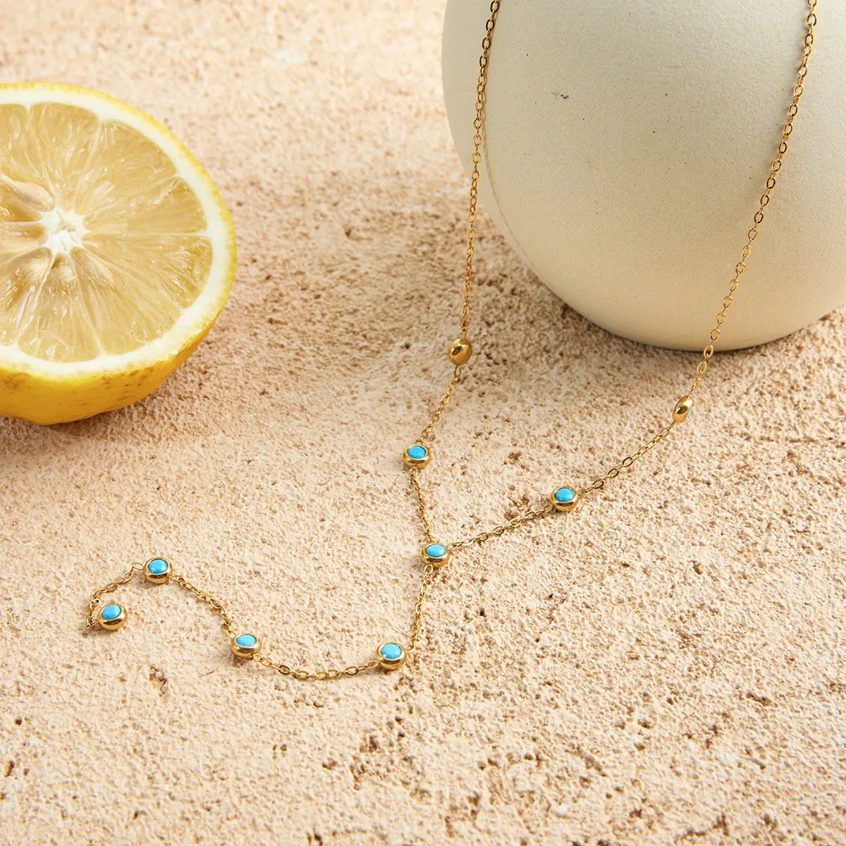Collier Sautoir Or Bleu