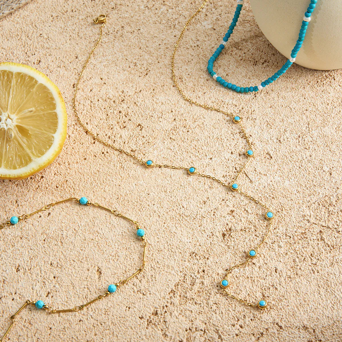 Collier Sautoir Or Bleu