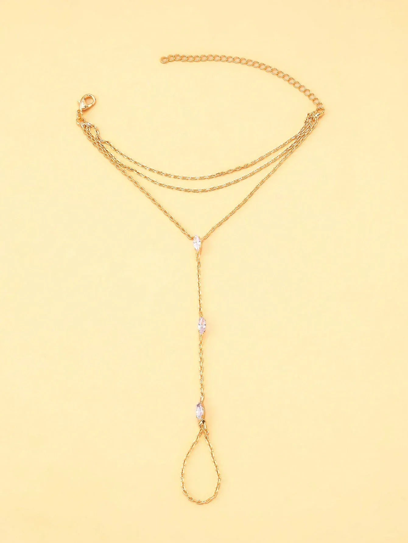 Double Chaine de Main Cristaux