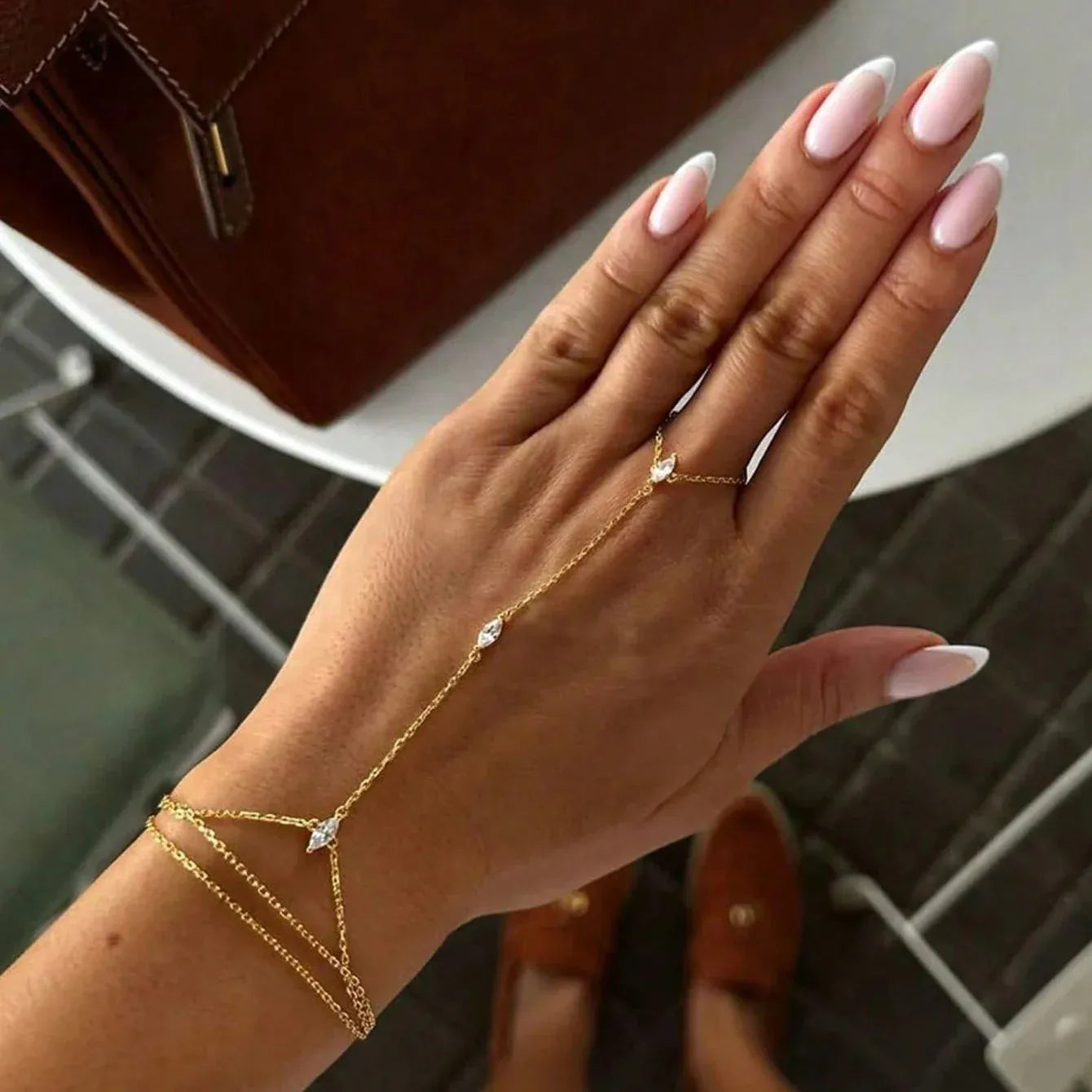 Double Chaine de Main Cristaux