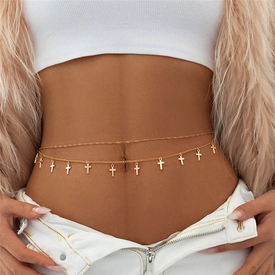 Double Chaine de Ventre Croix