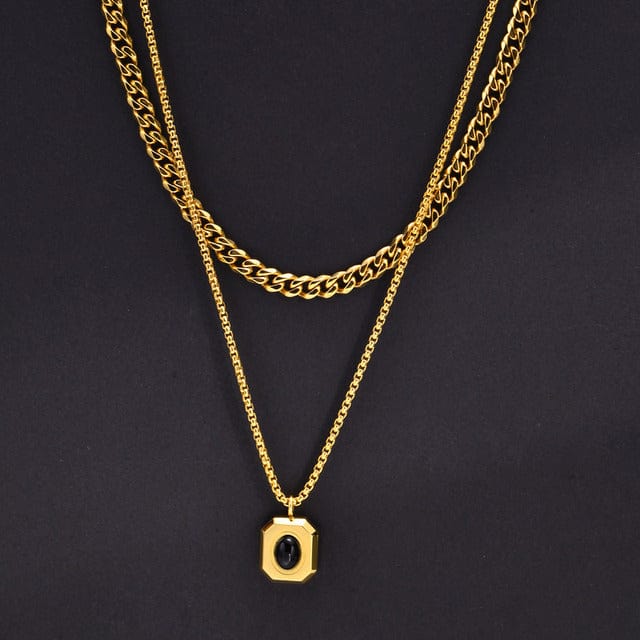 Double chaine pendentif homme