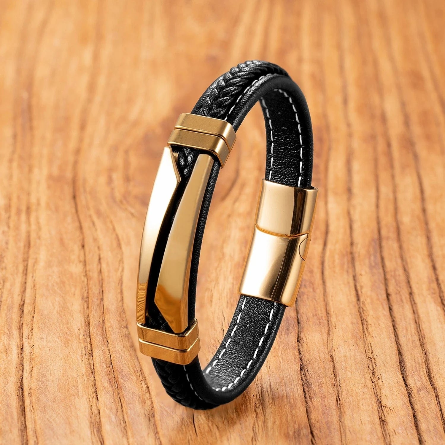 Gourmette Homme Cuir et Acier