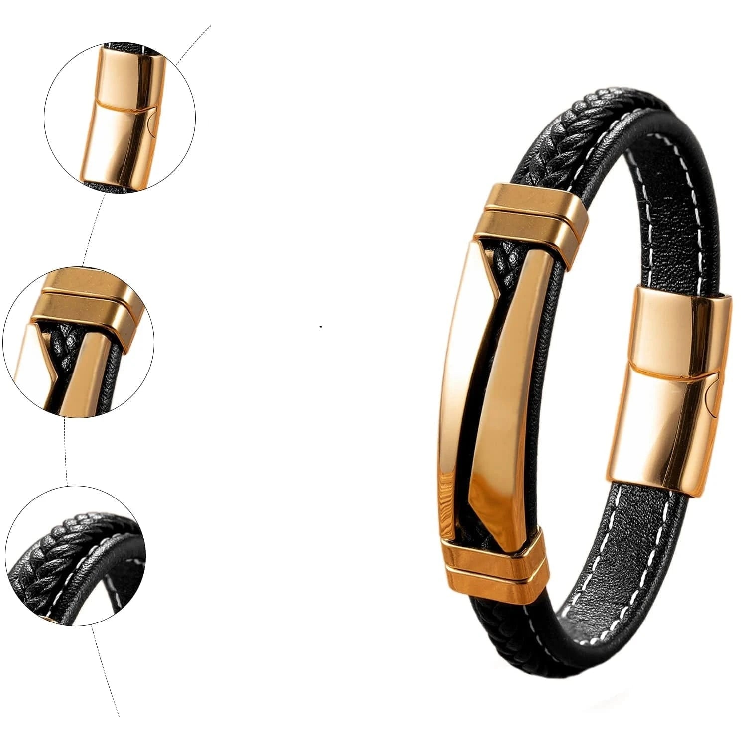 Gourmette Homme Cuir et Acier