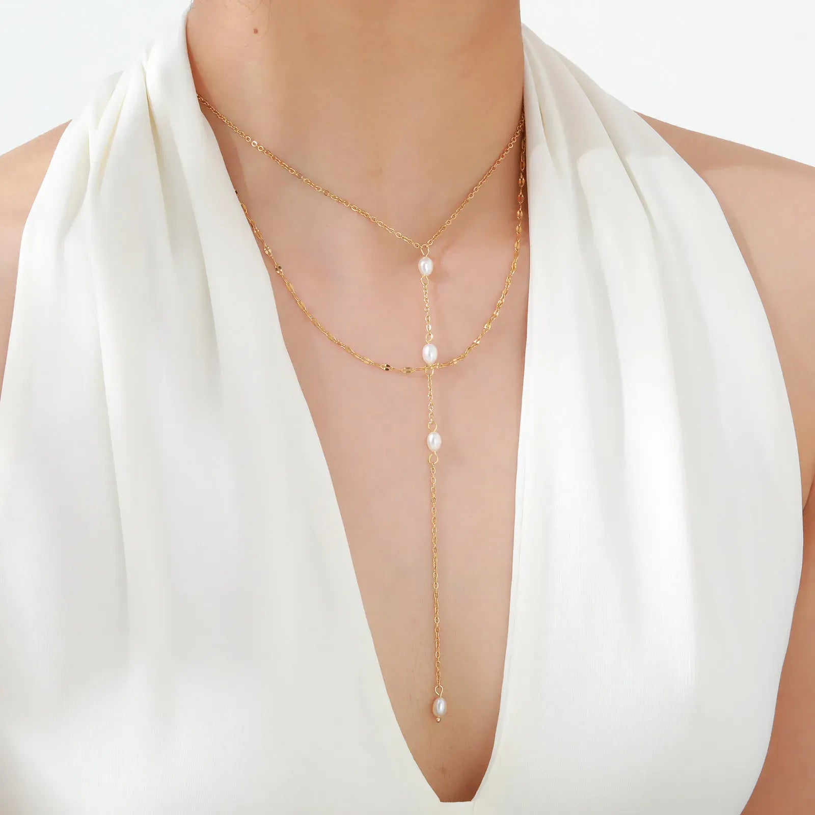 Sautoir Double Rang avec Perle