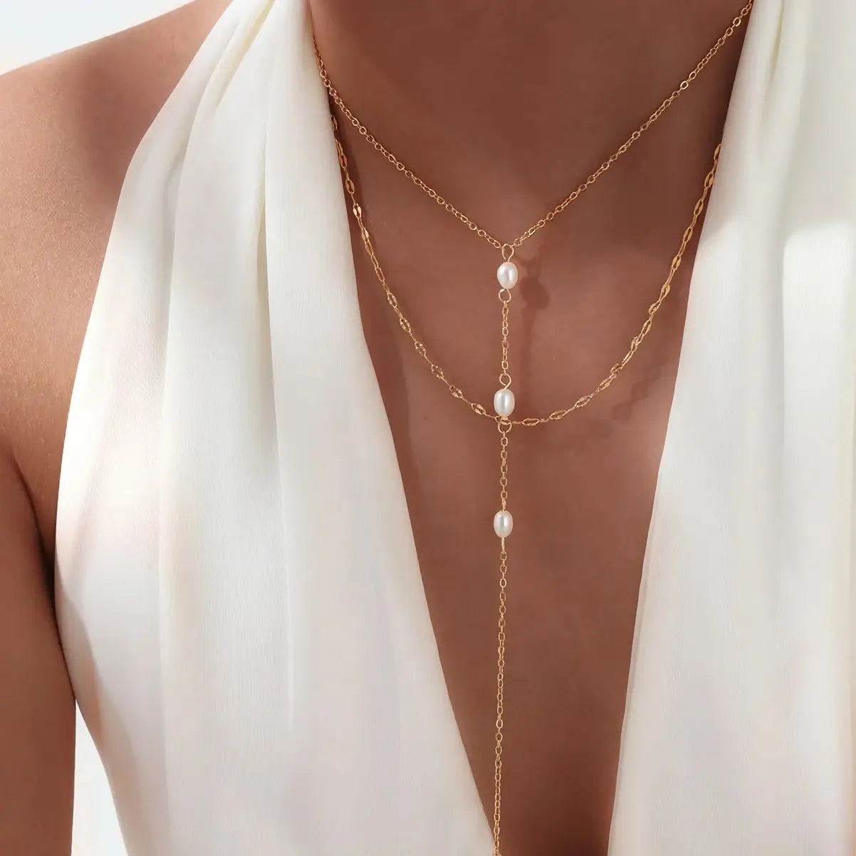 Sautoir Double Rang avec Perle