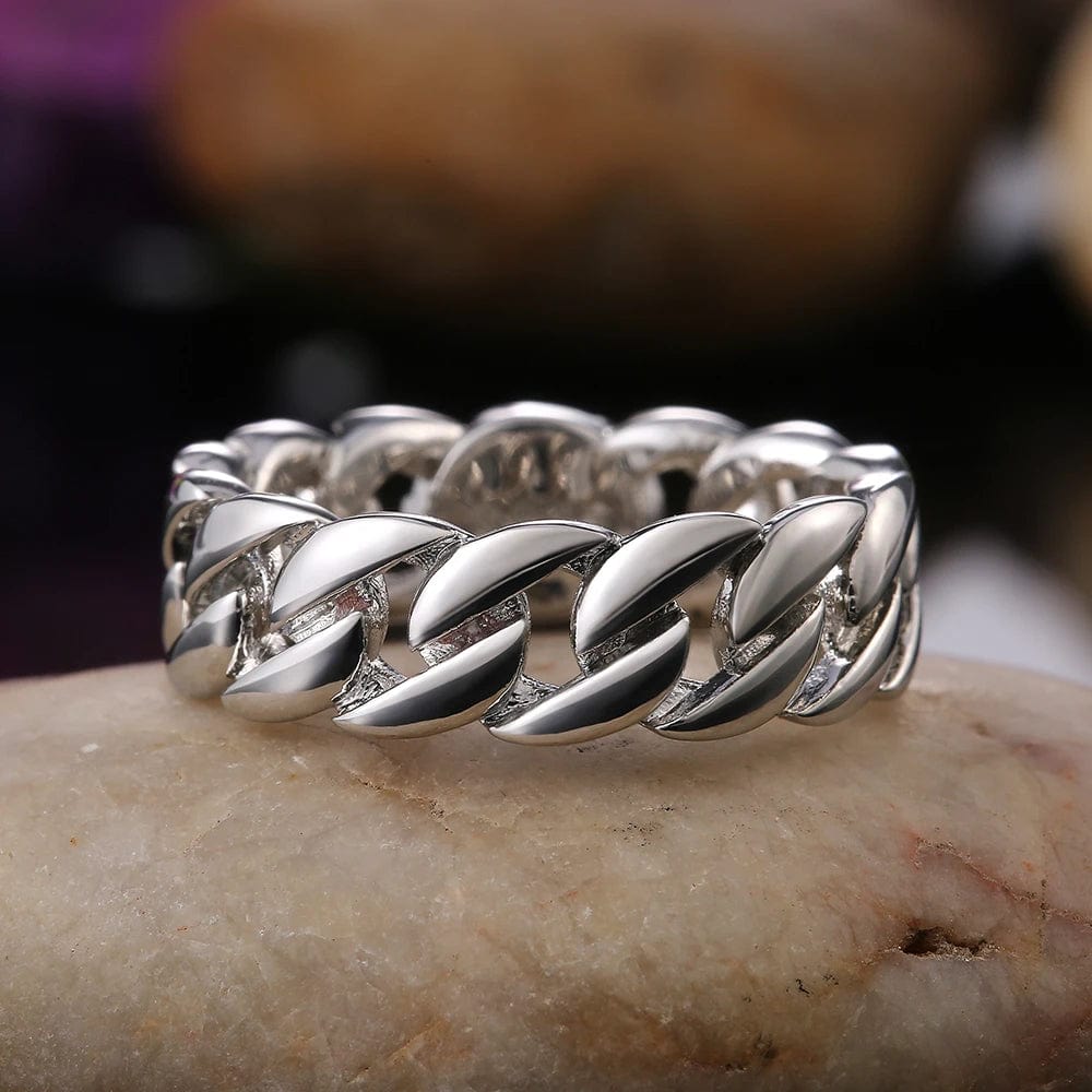 Bague tressée argent sale