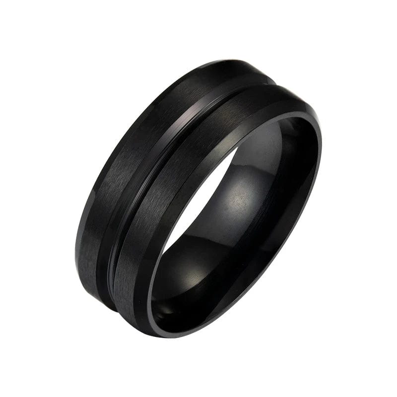Bague homme acier et noir