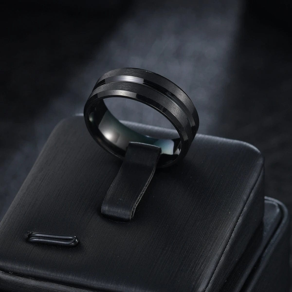 Bague homme acier et noir