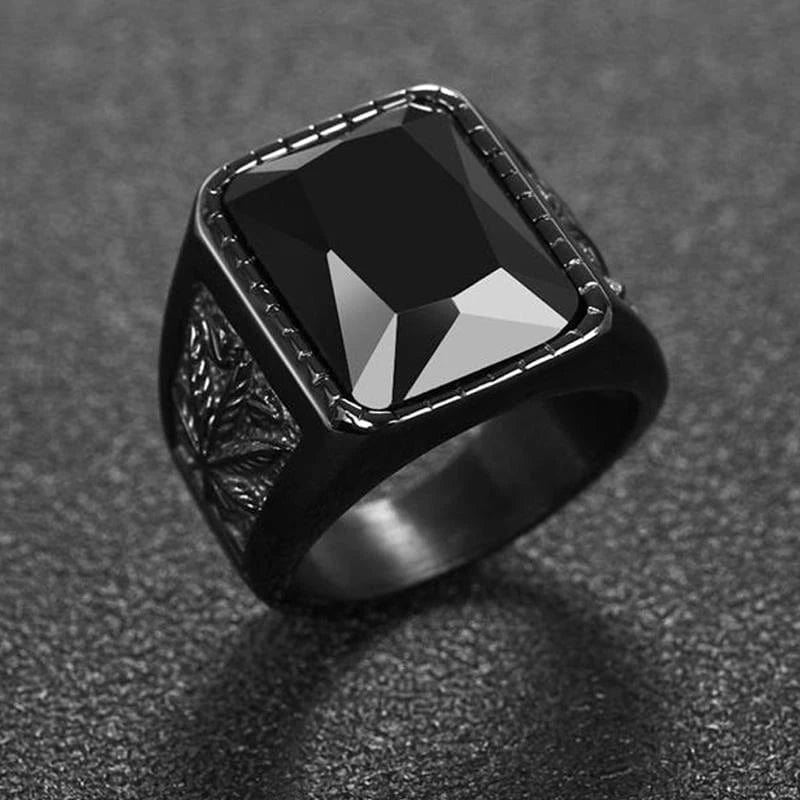 Bague homme noire mat