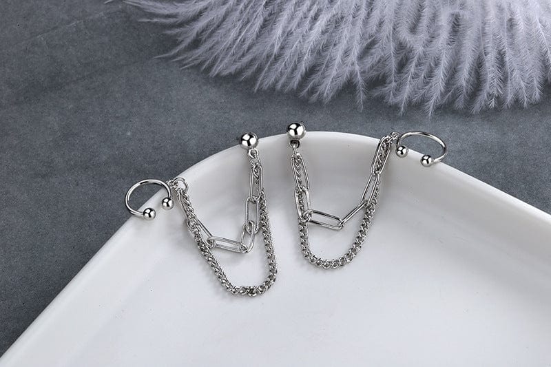 Boucle d&#39;oreille 2 trous argent