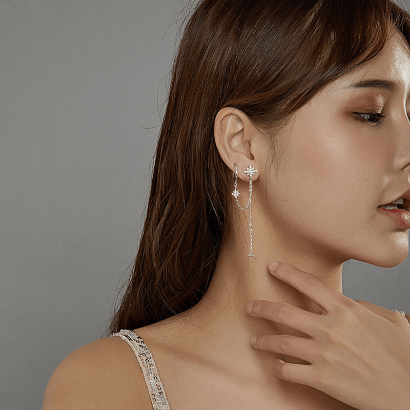 Boucle d&#39;Oreille Argent Chaine