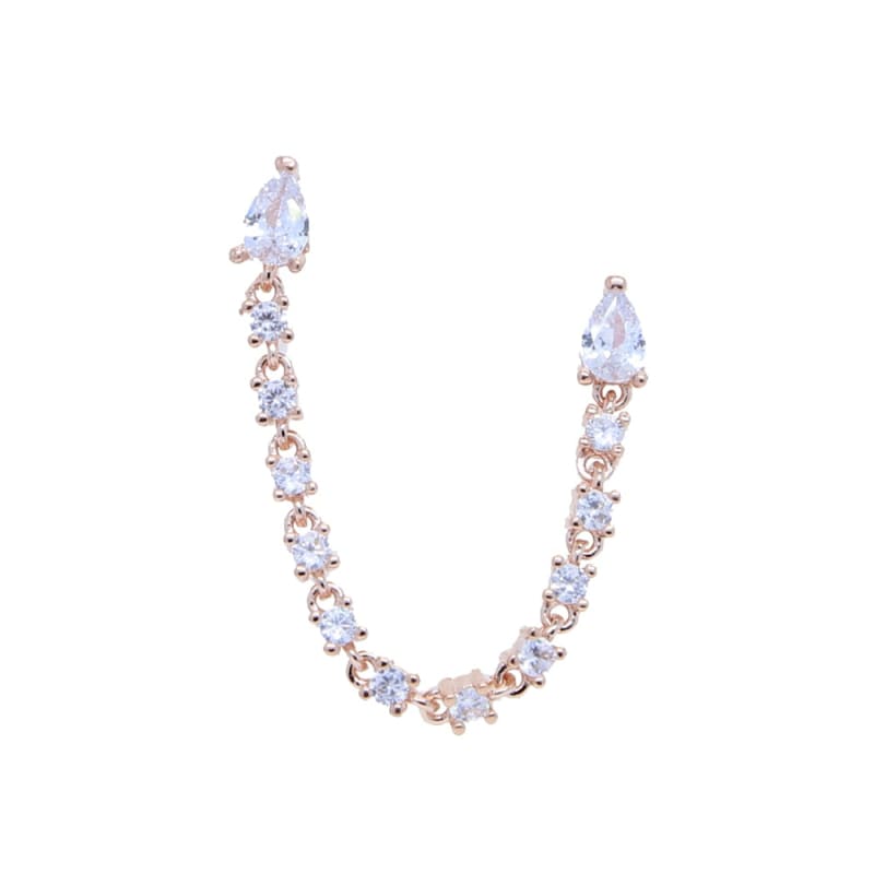 Boucle d&#39;oreille chaine 2 trous avec cristal