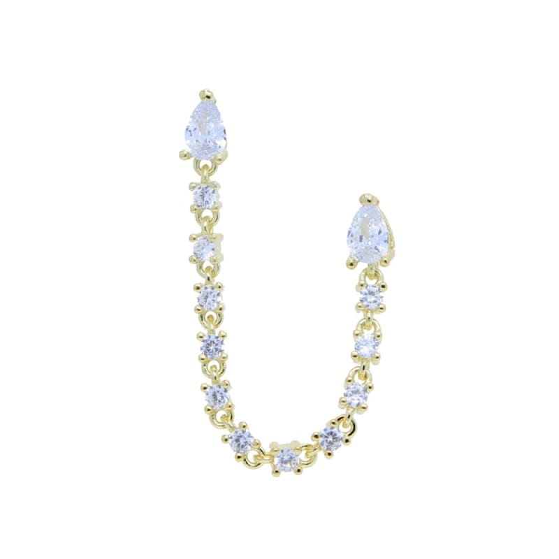 Boucle d&#39;oreille chaine 2 trous avec cristal